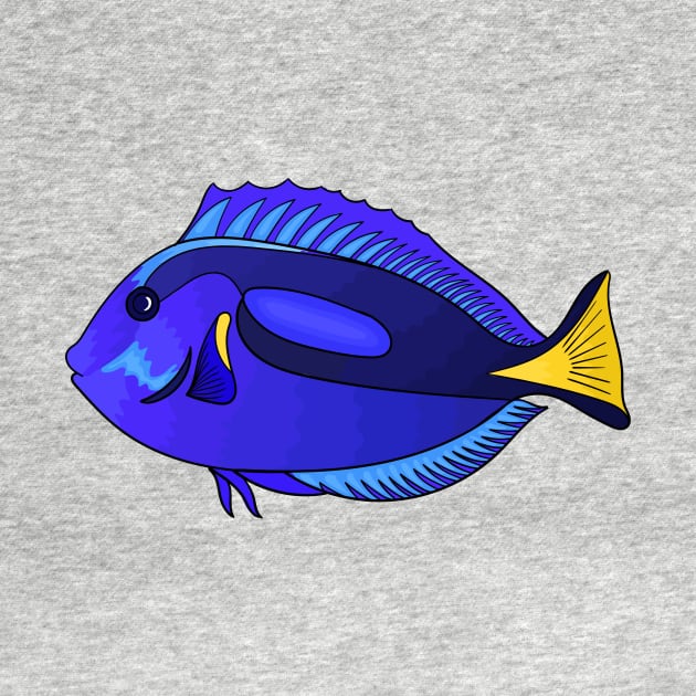 Blue tang fish cartoon illustration by Cartoons of fun